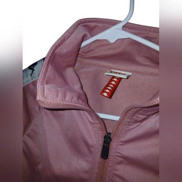 Kappa Pink Track Jacket W/ White Striped Logo On Sleeves Size Small - Picture 8 of 15